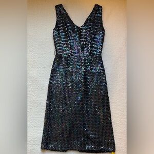 Vintage Black Sequin Dress, Princess Kate New York. Holidays NYE Cocktail. Sz S